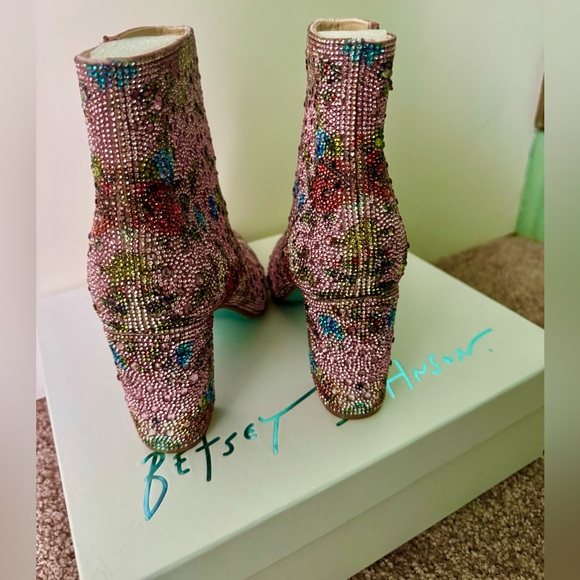 Betsey Johnson Cady Floral Rhinstone Ankle Boots - Picture 5 of 7